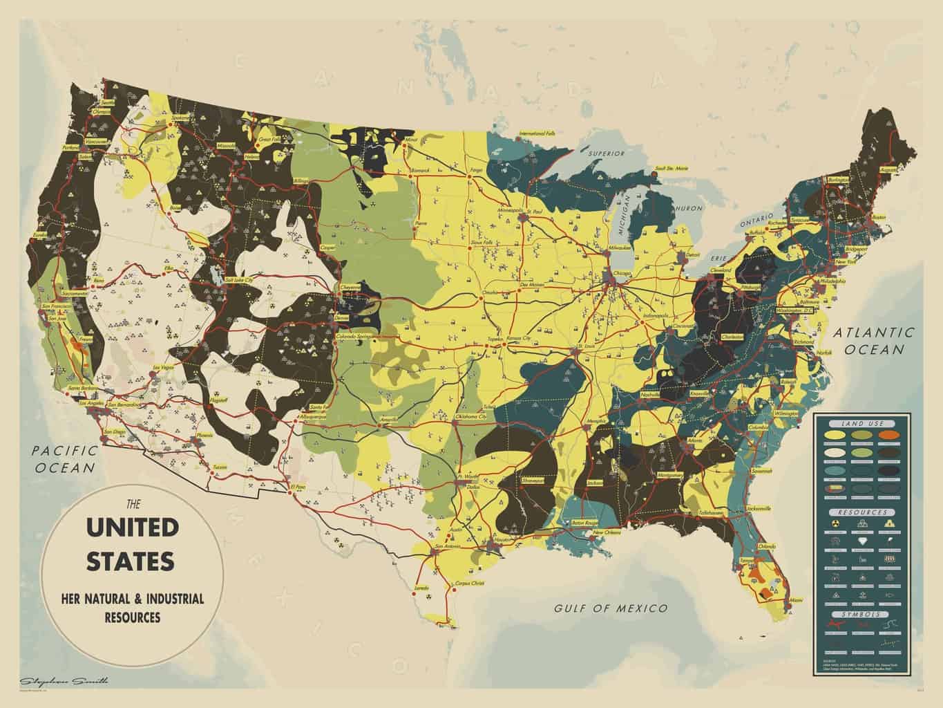 Resource Map Of The United States MapsmithThe United States: Her Natural and Industrial Resources 